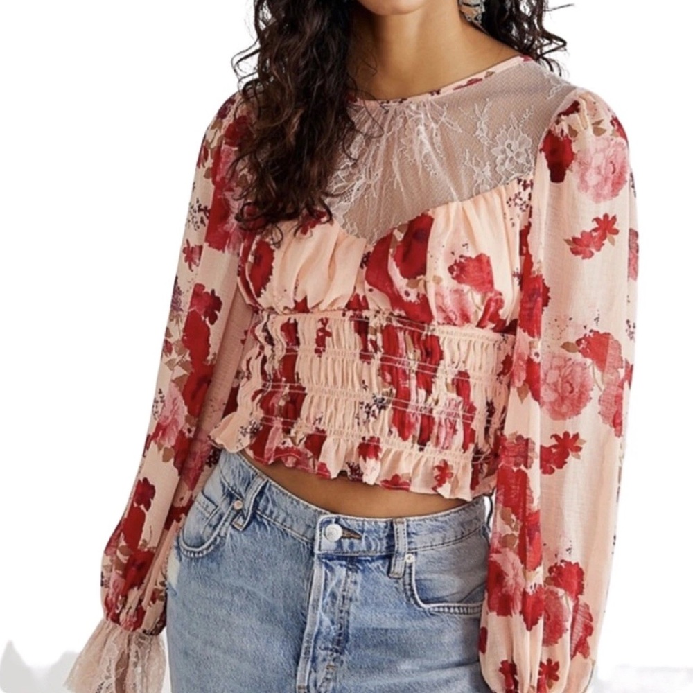 Free People NWT Daphne Long Sleeve Top-Medium - Picture 1 of 13